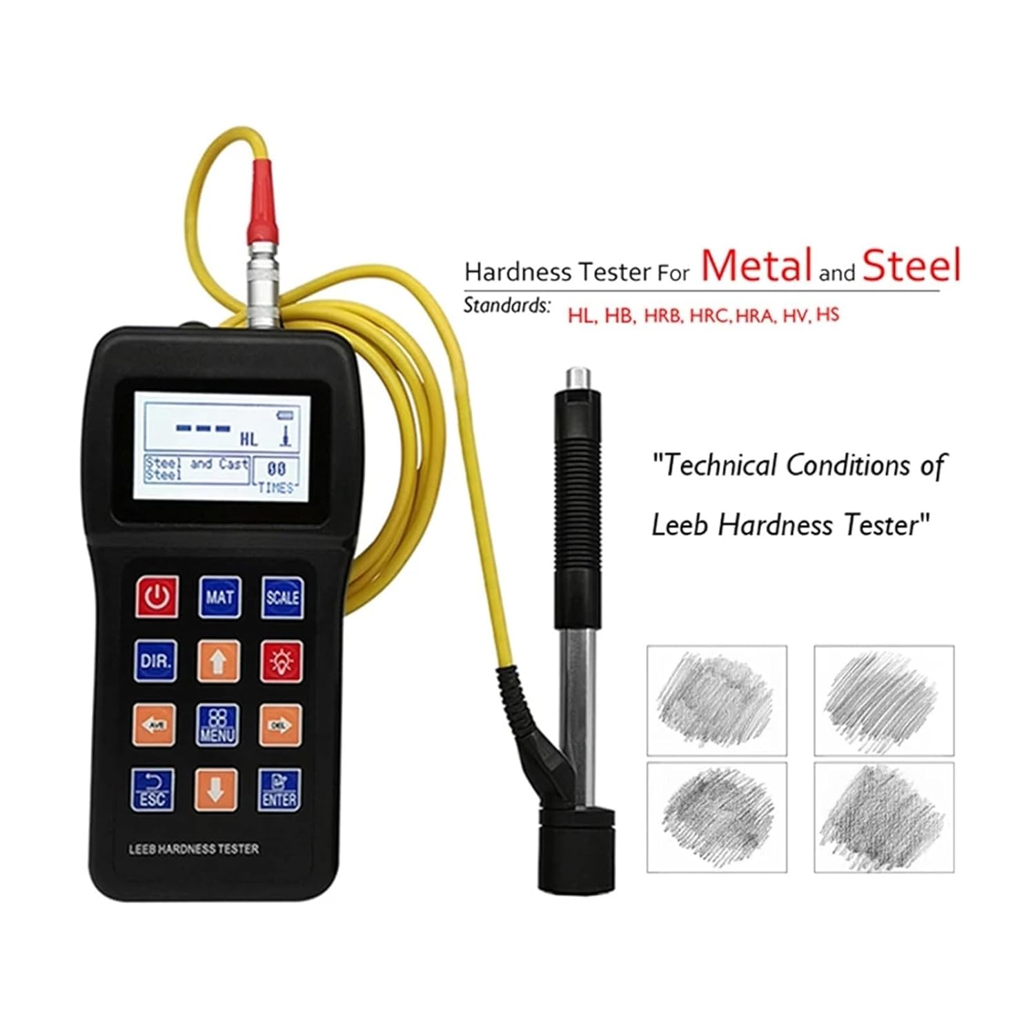 7-in-1 High Precision Hardness Tester Durometer, for Metal Pipe Steel Surface Hardness Tester (Size : Hardness DL Type)