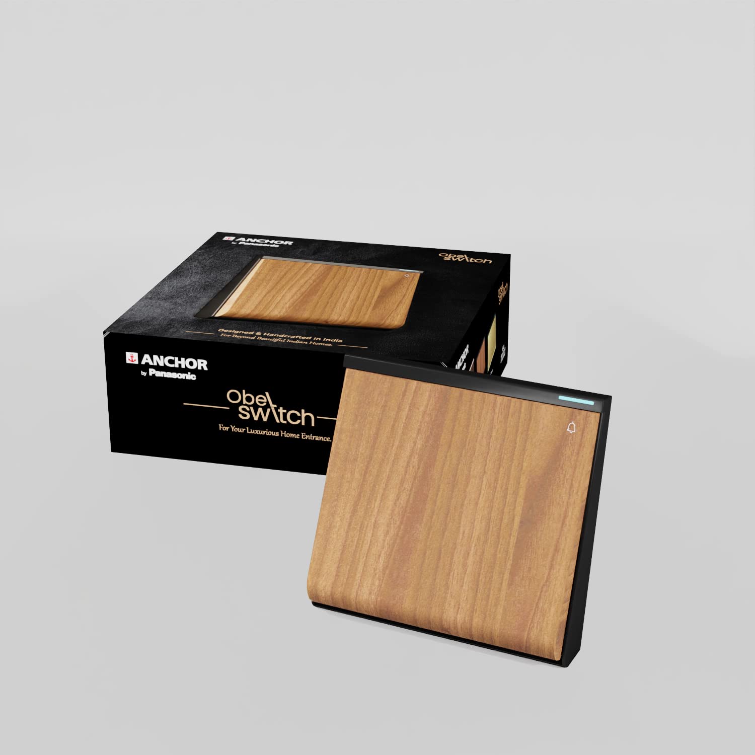 by Panasonic Obel Bell Switch | 6A 2 Module Door Bell Push Switch with Indicator | (Oyster Pine Forest, 8424)