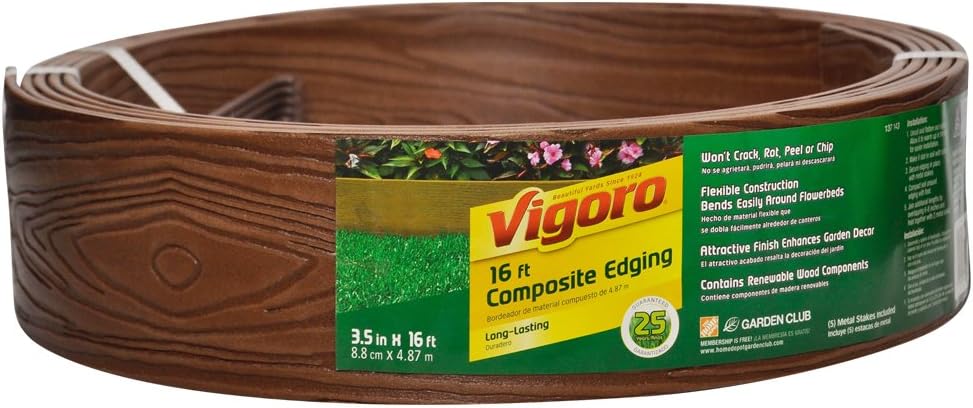 Vigoro Composite Landscape Edging (25 Year Edging) 3.5 Inches x 16 Feet, Package of 6