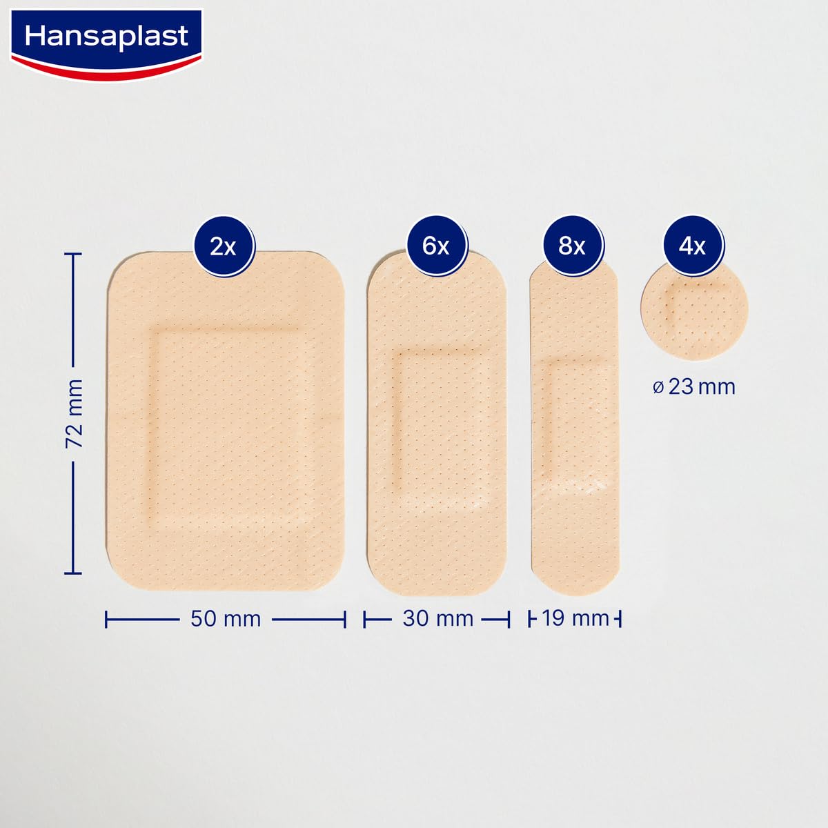 Hansaplast Universal 40 surtido (4 tamaños), apósitos resistentes al agua que repelen la suciedad, apósitos para heridas, tiras adhesivas con Bacteria Shield, 1 x 40 ud
