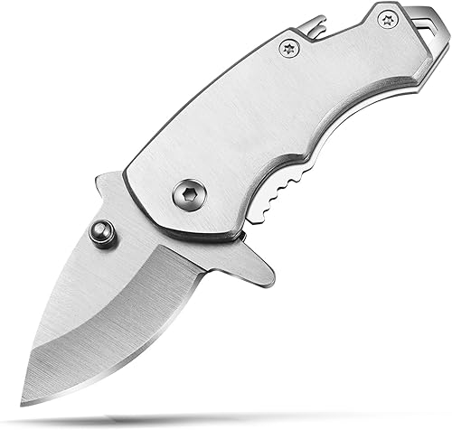 Pequeño cuchillo de bolsillo plegable, hoja de acero D2 de 1.64 pulgadas, mini cuchillo EDC con clip de bolsillo, cuchillo para el pulgar, cuchillo