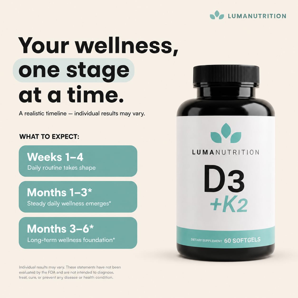 Luma Nutrition Vitamin D3 K2 Supplement 10,000 IU - 60 Softgels — Amazon image 6