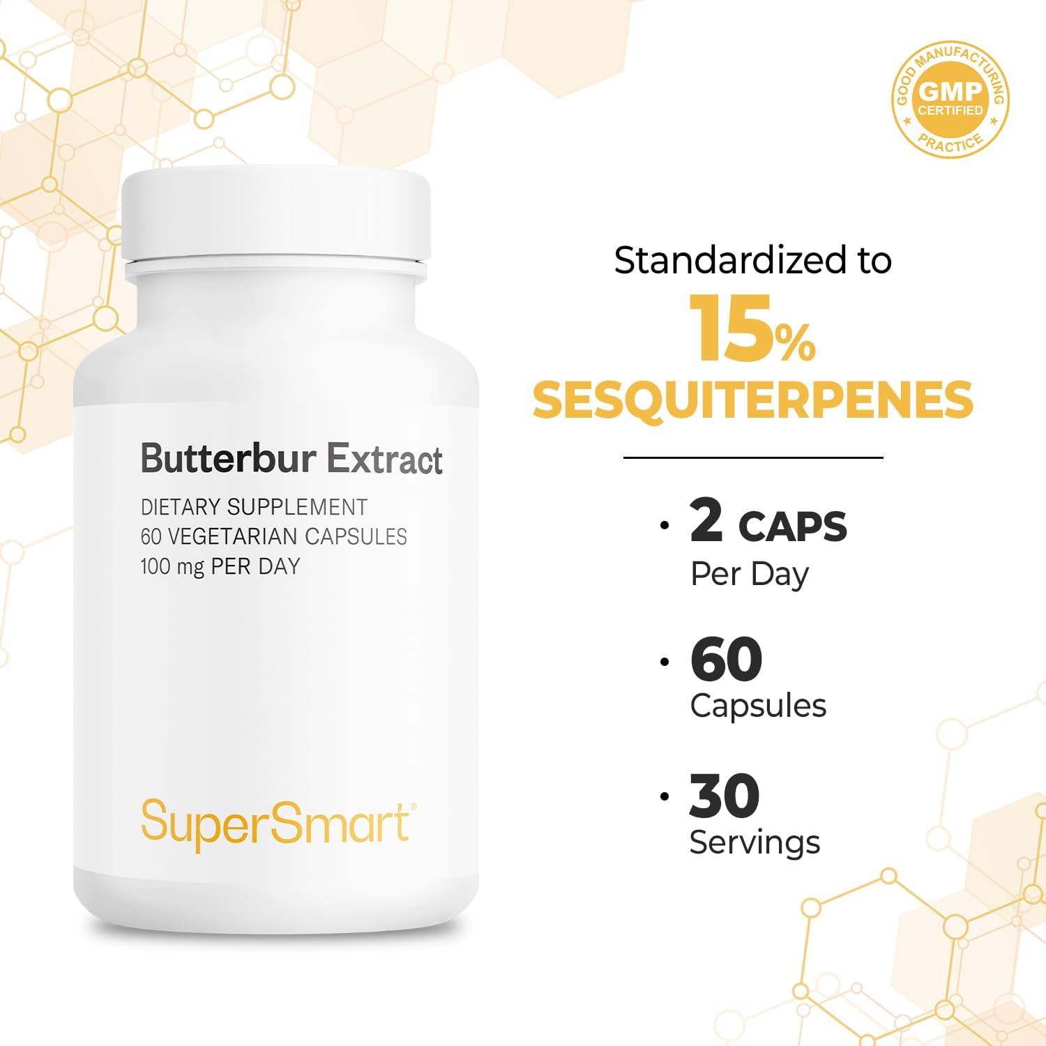 Supersmart - Butterbur Extract (High Potency) - 15% Sesquiterpenes - Natural Herb Supplement | Non-GMO & Gluten Free - 60 Vegetarian Capsules - Image 5