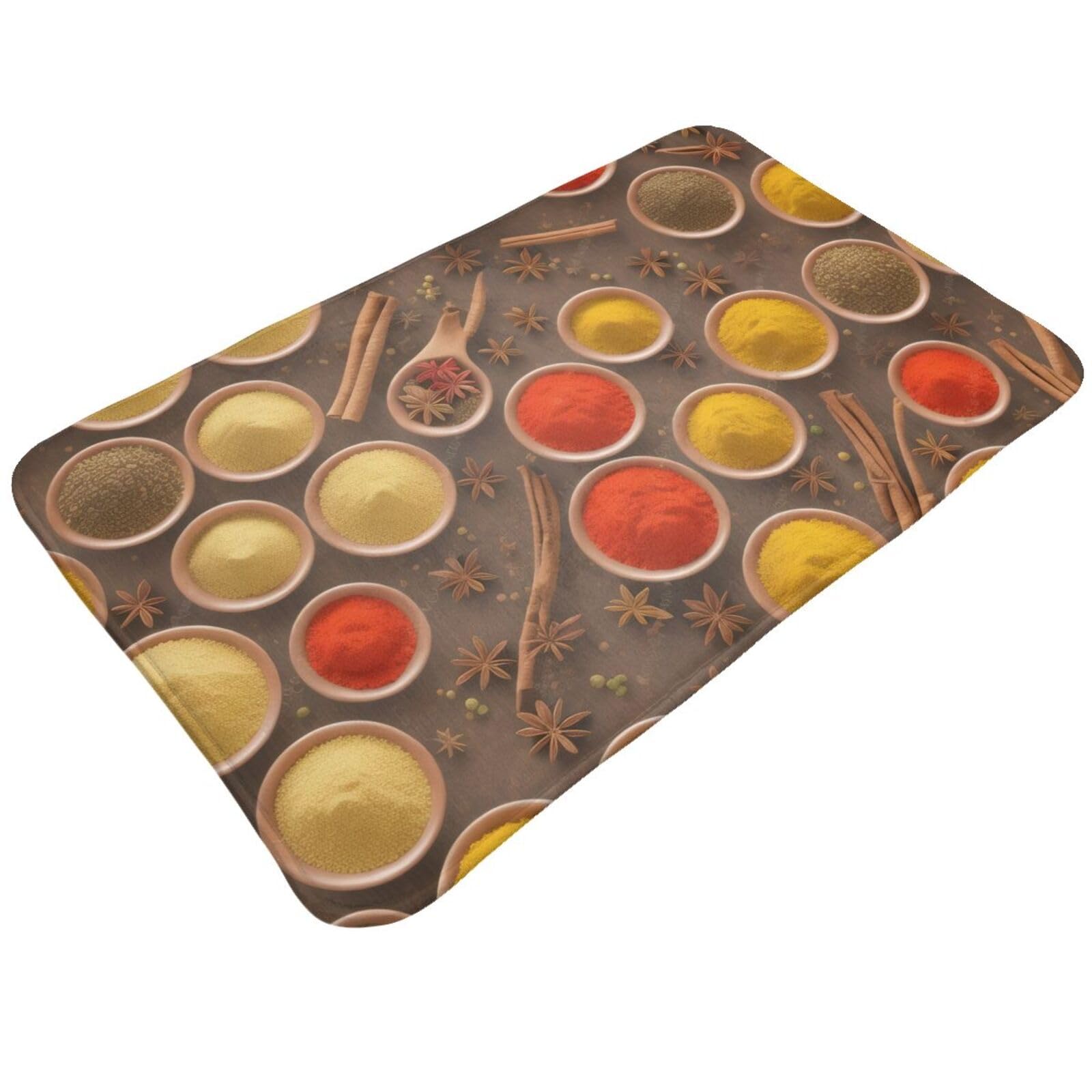 Seasoning Printed Pattern Print Living Room Bathroom Kitchen Anti Slip and Absorbent Carpet, Indoor Entrance Door Muddy Floor Mat, Ultra Soft Washable Carpet 21x31.5 Inches