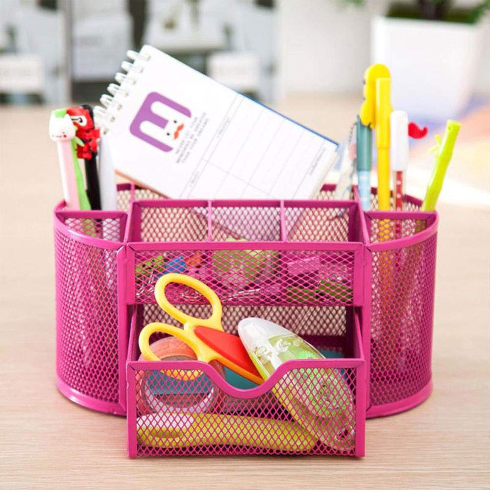 Organiseur De Bureau En Maille Doré Rose Avec Tiroir, Organiseur De