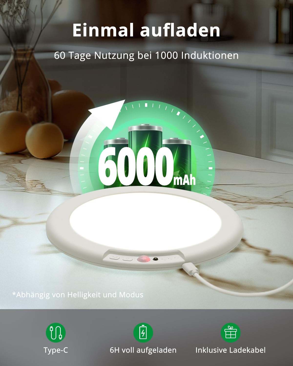 BOJIM Akku Deckenleuchte Bewegungsmelder für Innen Badezimmer IP44 Licht Batterie Deckenlampe Garage Flur, LED USB Aufladbare Ohne Stromanschluss Bohren Batteriebetriebene Kellerlampe Fernbedienung