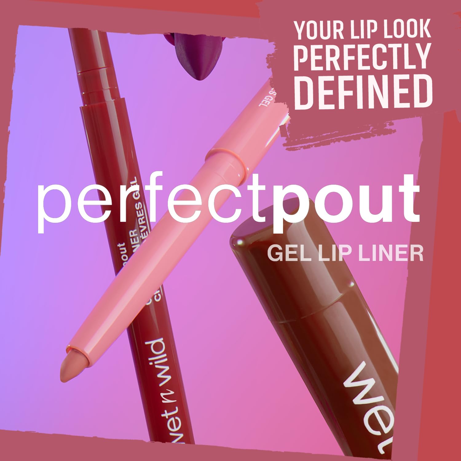 Wet n Wild Perfect Pout Gel Lip Liner, Wysoce Pigmentowana Kredka do Ust z Półmatowym Wykończeniem, Modeluje i Rzeźbi Usta, Odcień Lay Down the Mauves