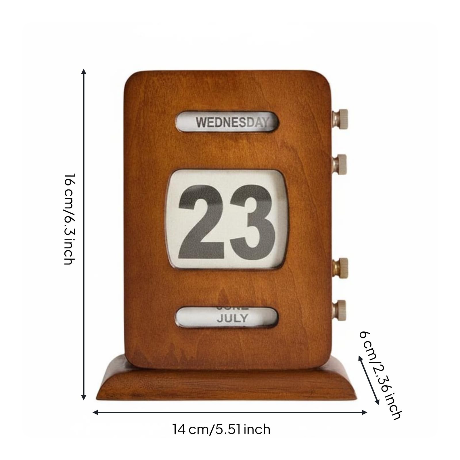 Calendario da Tavolo Legno Vintage Espositore Data Completa Artigianato Quercia Facile Regolazione Manuale Adatto per Scrivania Lettura