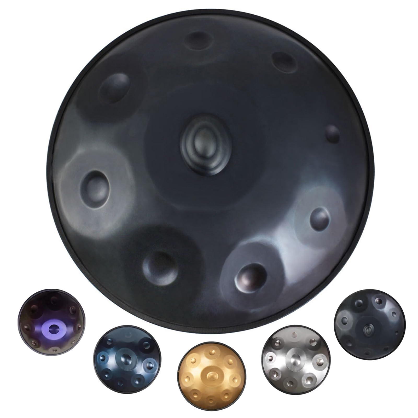 Tamburo in Acciaio Re minore 432Hz/440Hz 9 note Tamburo Per Handpan in acciaio per prestazioni professionali (D3/A3/bB3/C4/D4/E4/F4/G4/A4)(Nero,432Hz)