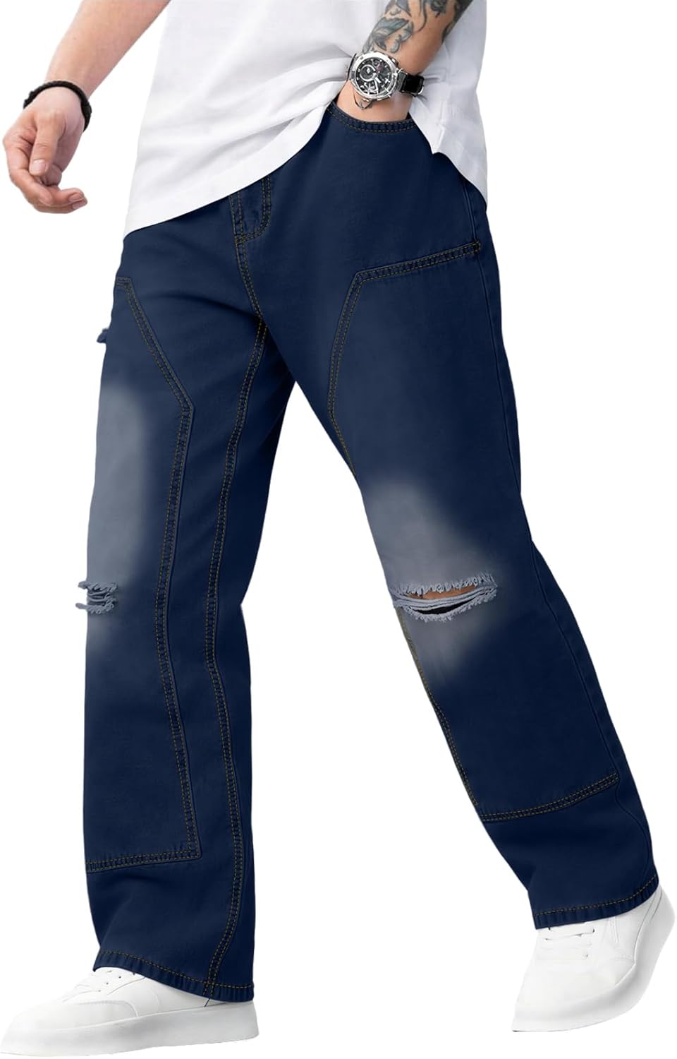 Baggy Wide Leg Jeans for Men Y2K Streetwear Vintage Loose Fit Denim Pants