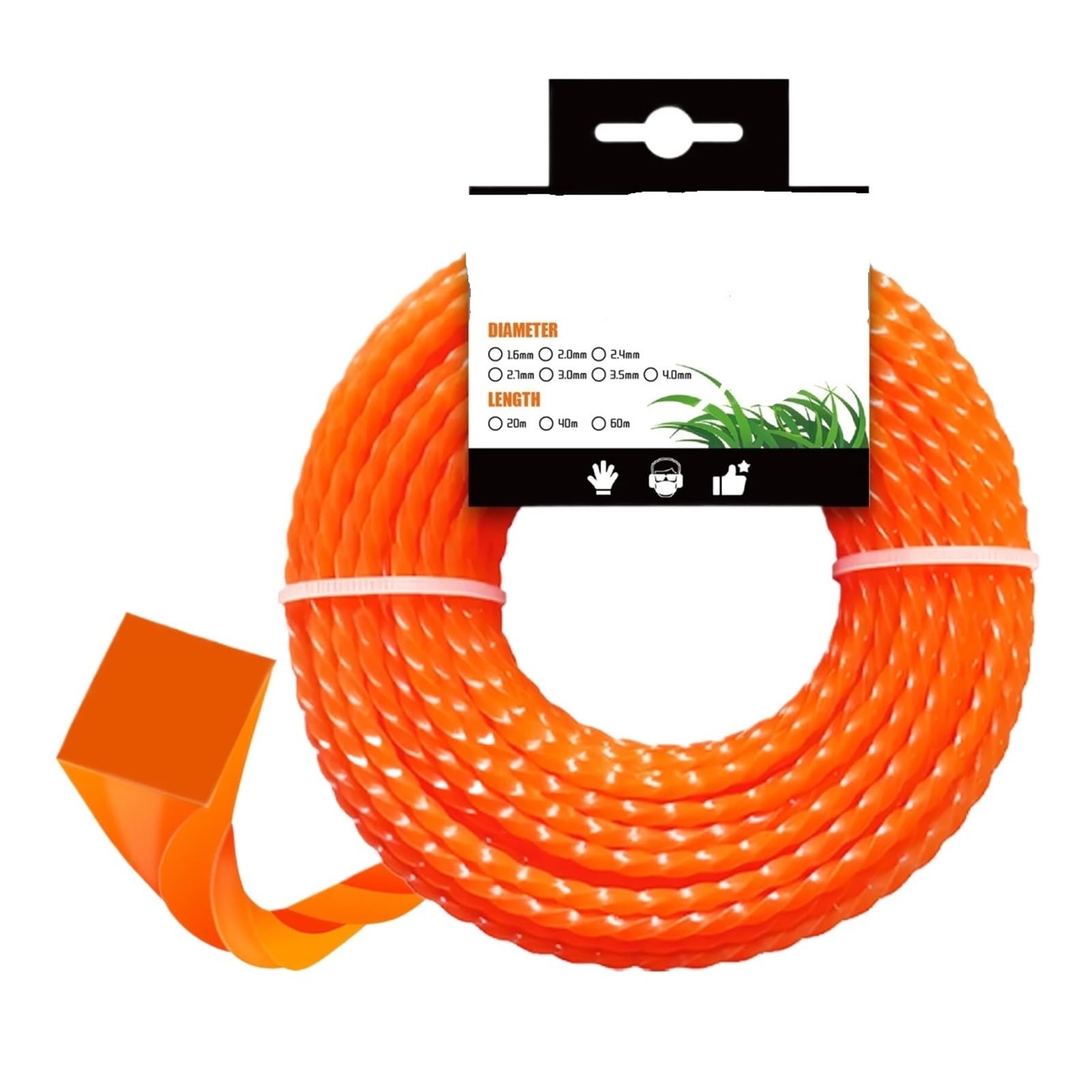 Hilo de Corte, Compatible con TSES, Nailon Trenzado | Hilo para desbrozadora y recortadora, nailon trenzado, 15m-116m, 1.6mm-4.0mm(100m 328ft,3.0mm)