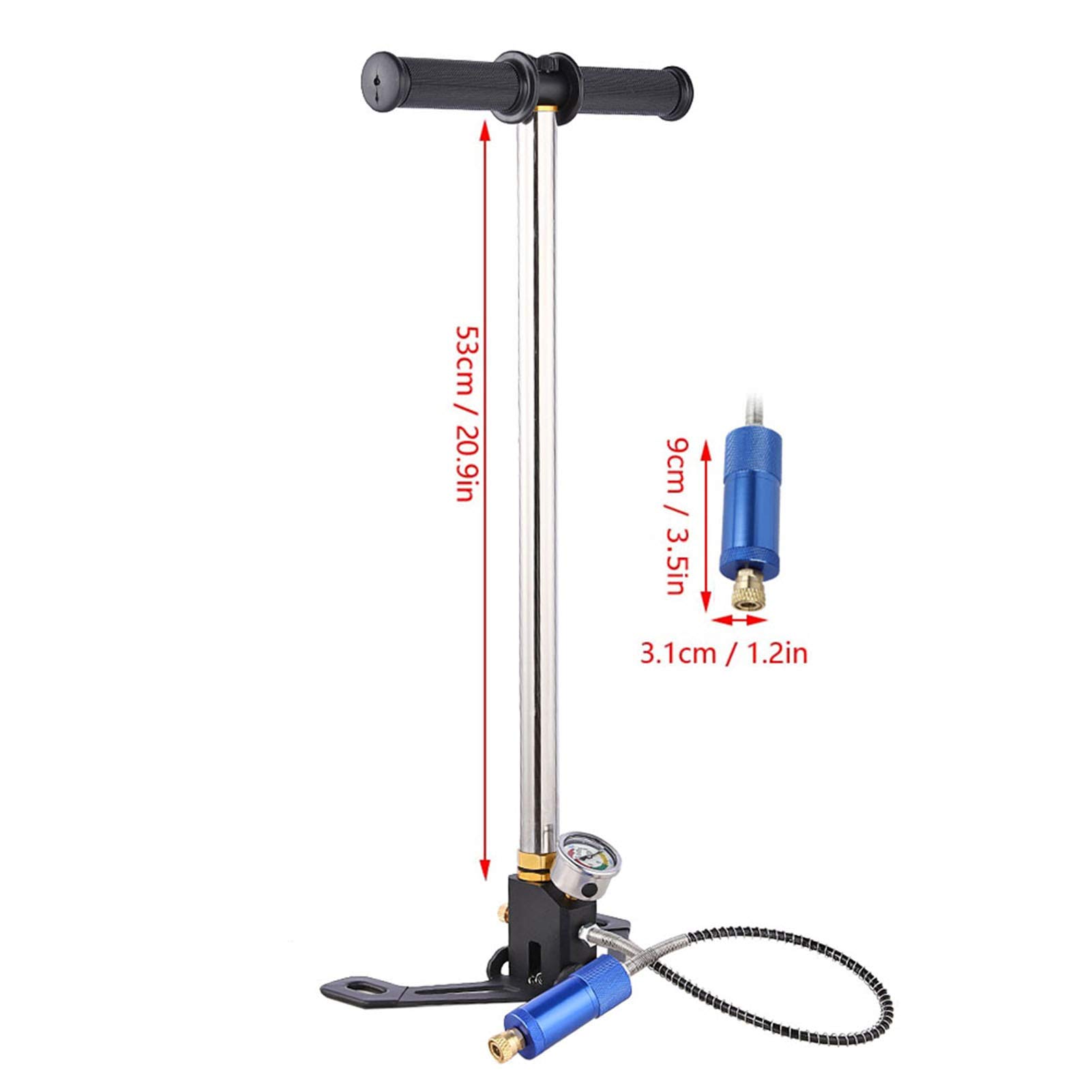 Asixx Gonfleur Portable, Pompe à Air Manuel à Haute Pression avec Manomètre pour la Plongée en Bouteille à Oxygène