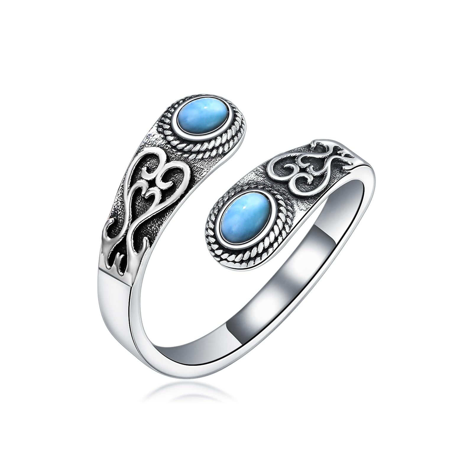 Midari Sun and Moon/Bee/Celtic/Life of Tree/Lotus Spoon Ring for Women 925 Sterling Silver Adjustable Ring Open Ring for Women Men Halloween Birthday