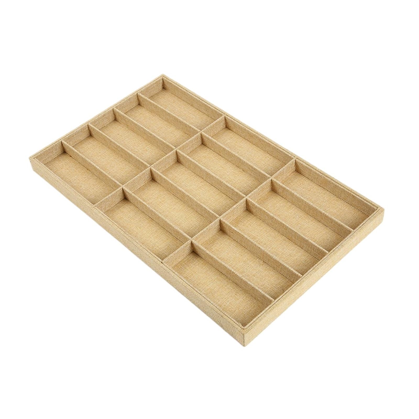 Lniana, flanelowa taca na organizery okulary | Szare khaki do przechowywania okularów na biurku(Khaki 15 Grid Linen)