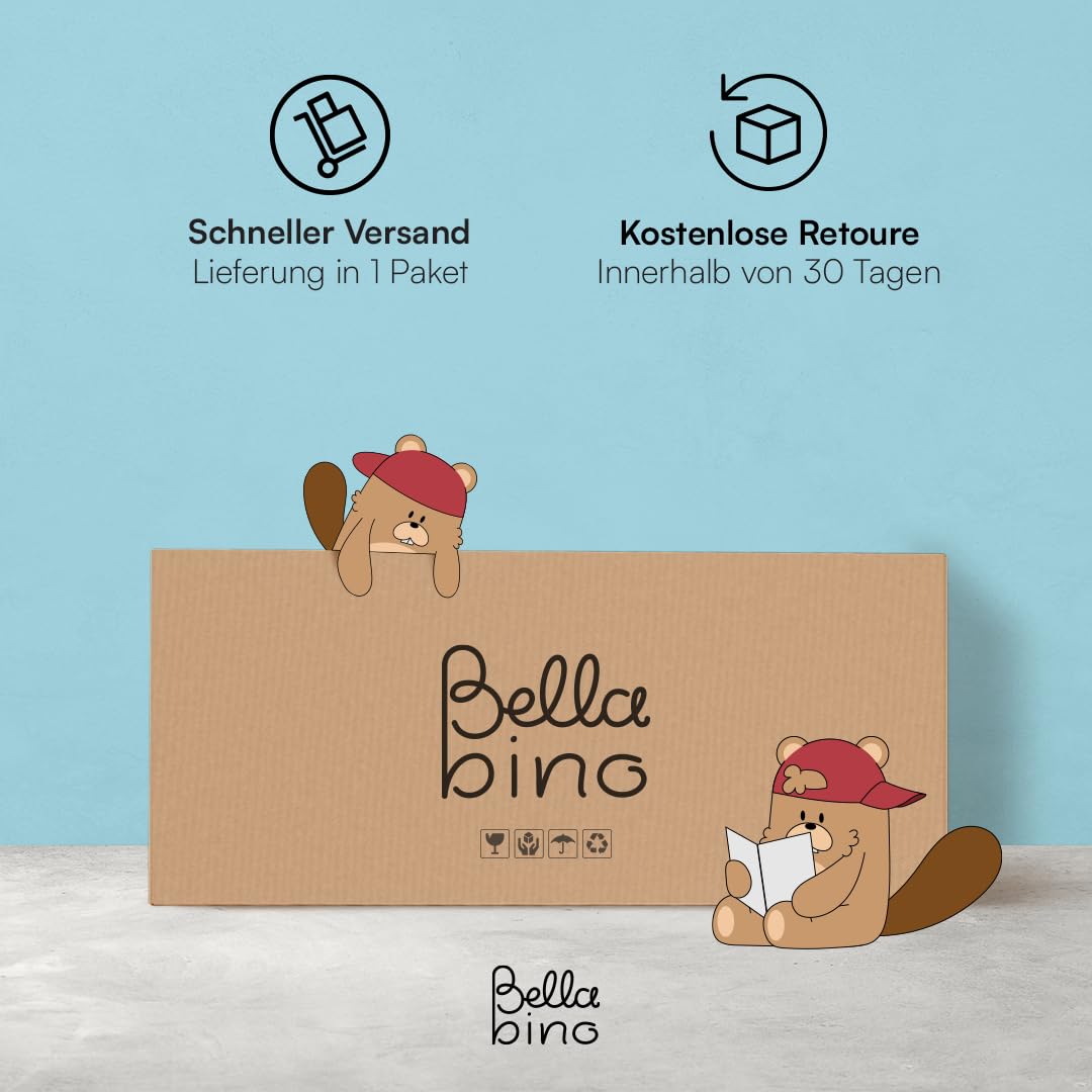 Bellabino Campo Kinderschreibtisch höhenverstellbar 56-75 cm – Schreibtisch Kinder ab 6 Jahren mit 2 Schubladen – Schülerschreibtisch mit viel Stauraum aus Massivholz Kiefer in Weiß