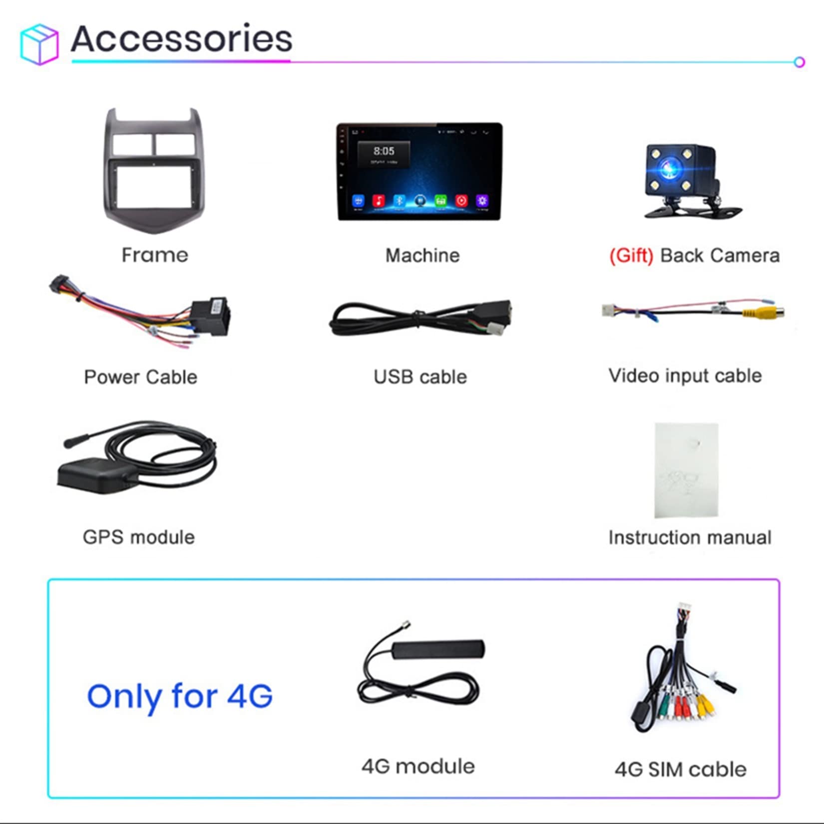 Android Car Sat Nav Radio De Coche con Pantalla Táctil De 9 Pulgadas para Chev-rolet Aveo 2011-2015 Android Auto Doble DIN con Navegación GPS Soporte FM Bluetooth Cámara De Respaldo Mirror Link (