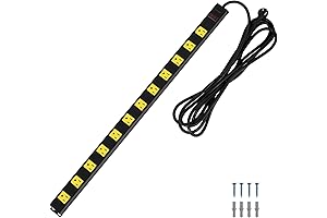 Surge Protected Industrial Strength 12 Outlet Power Strip with 15ft Cord, 15 amp Breaker