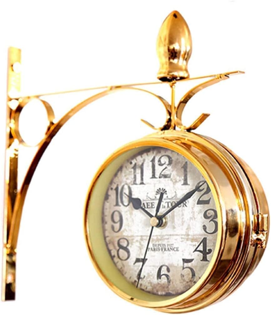 Double Sided Wall Clock,Retro Wall Clock Outdoor Garden Wall Clock Outdoor Indoor Garden Wall Clock for Garden/Patio/Yard