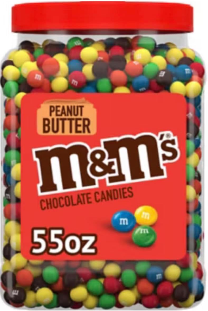 M&MS Bulk (M&MS Peanut Butter Milk Chocolate (1 Pack) Candy Jar | (55 oz) Chocolate candies for Valentines