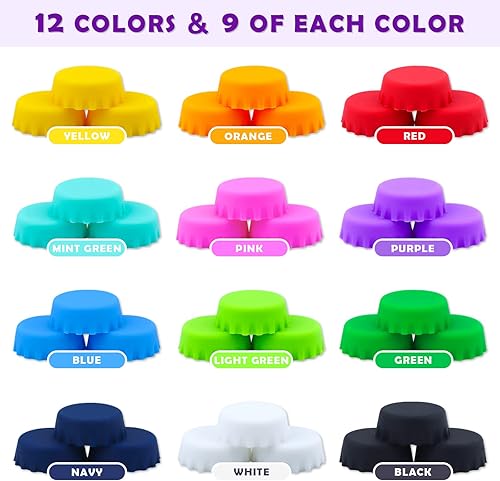 Miniatura 4 de 108 tapas de botella de goma de silicona, 12 colores reutilizables, para cerveza casera, refrescos, botella de vino, botella de cerveza, botellas de