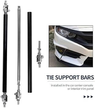 Saihisday 8-13 inch Adjustable Universal Front Bumper Lip front Splitter Rods Splitter Strut Brace Rod Tie Support Bars Black (Set of 2)
