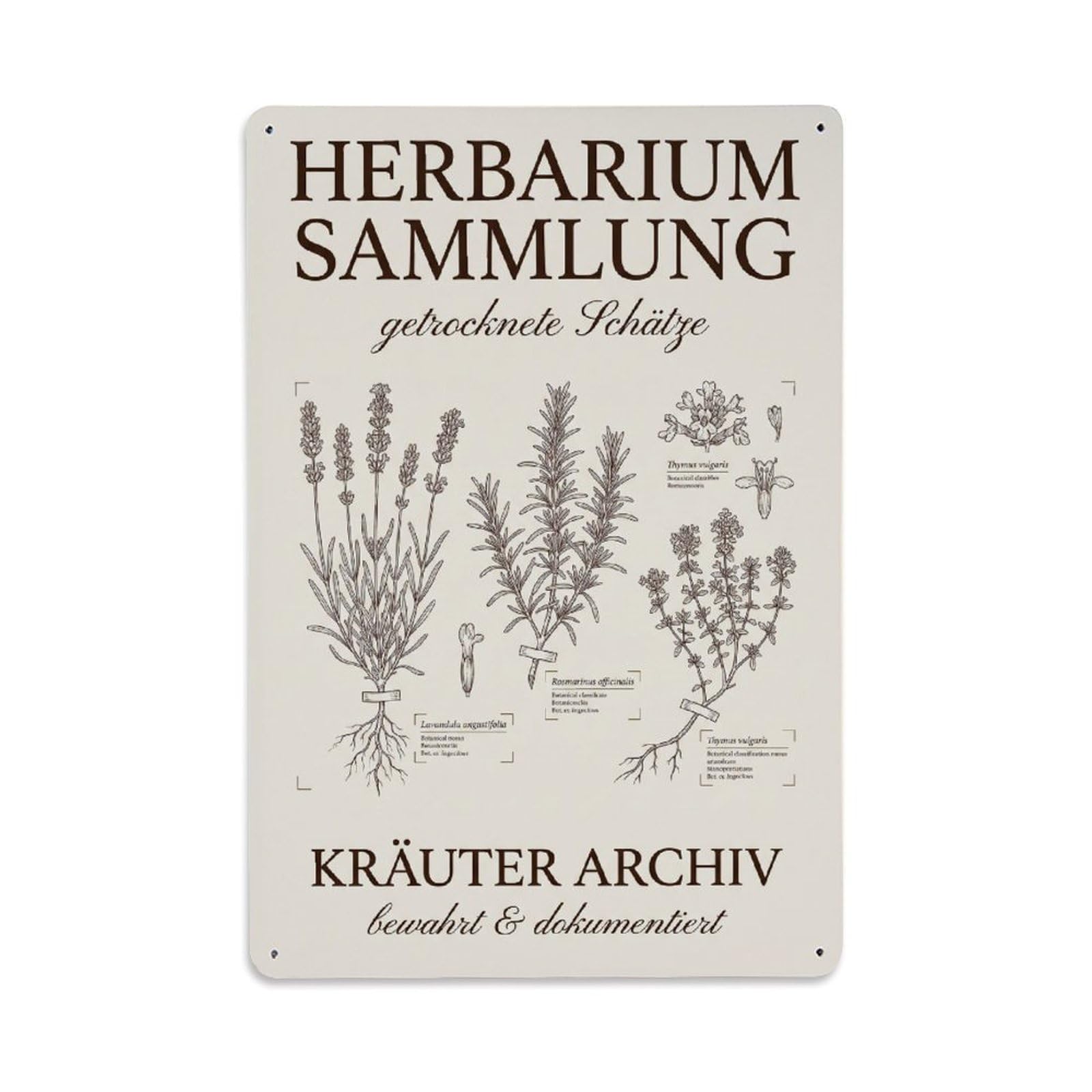 Vintage Funny Garden Herbarium Collection Metal Tin Sign