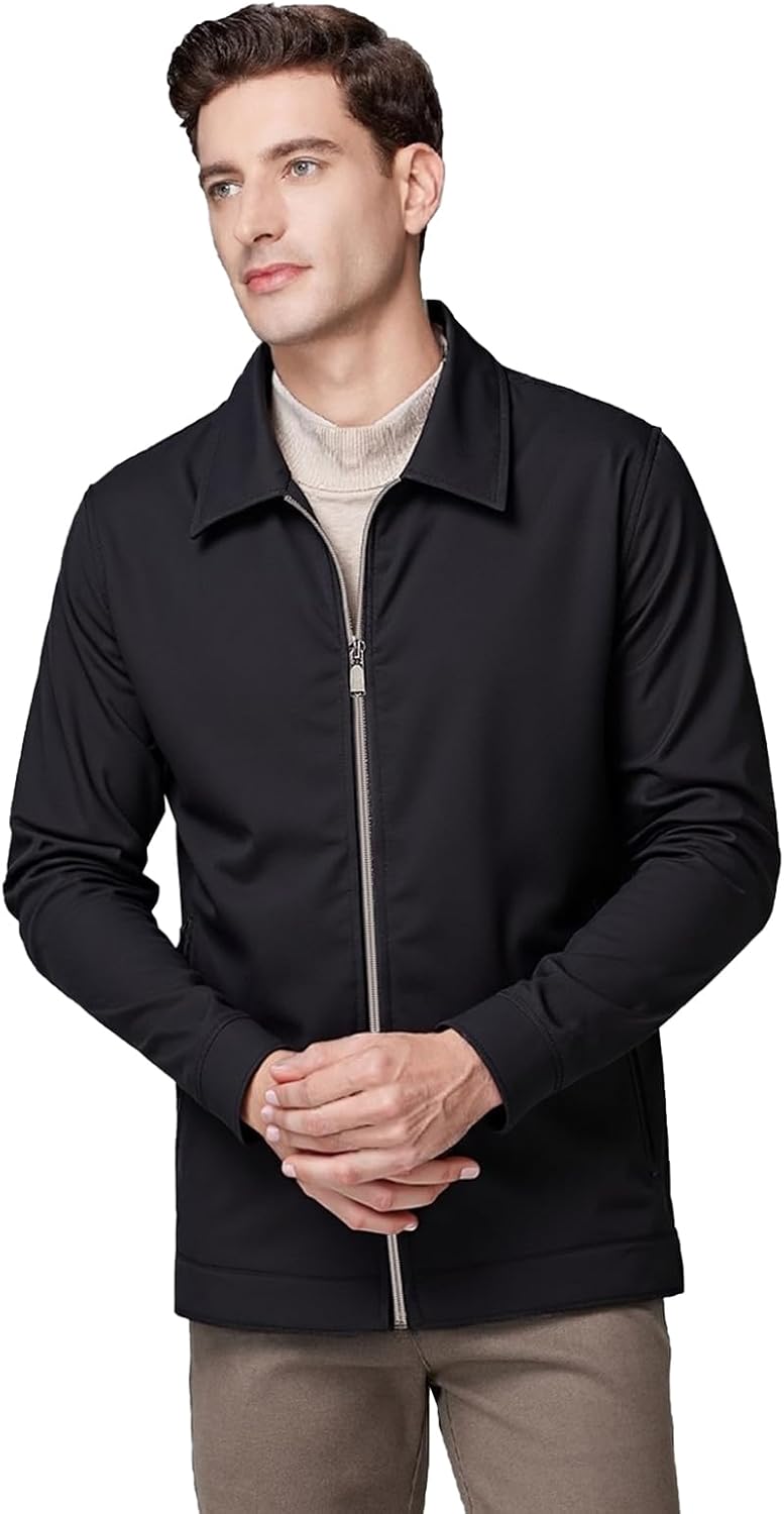 Men's Lightweight Casual Windbreaker Laydown Collar Zipper Pocket Coat Fall Spring Golf Work Dress Business - Image 7