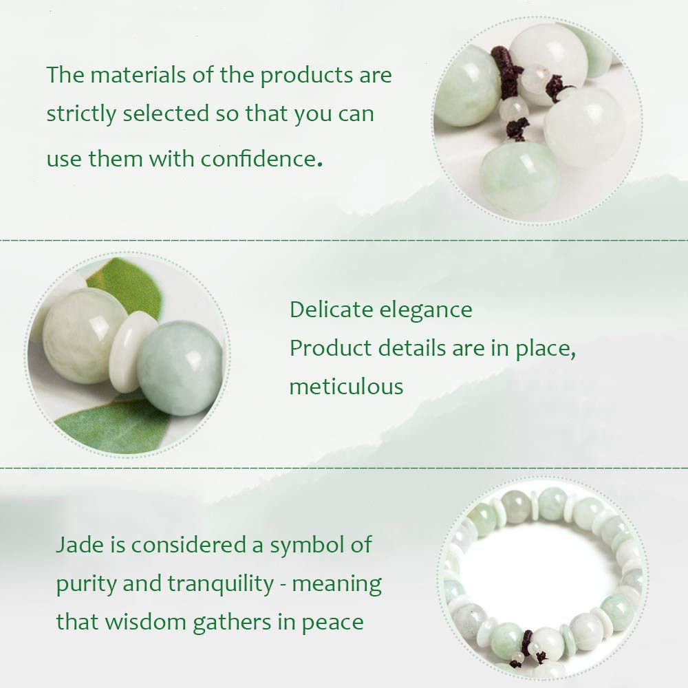 Bracciale di Giada per Donne, Braccialetto di Buddha, 10 mm Green Natural Jadeite Bracciale di Perline Giada,