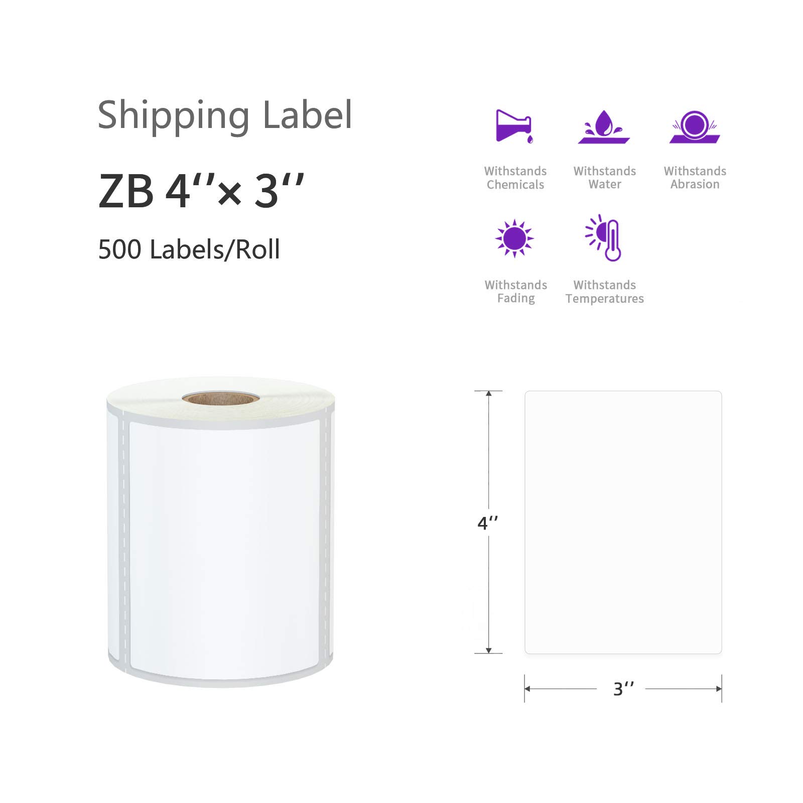 AveneMark Thermo-Etiketten, 10,2 x 7,6 cm, perforiert, selbstklebende UPC-Barcode-Etiketten, kompatibel mit Rollo- und Zebra 2844 Desktop-Druckern, 12 Rollen, 500 Etiketten/Rolle, 6000 Etiketten