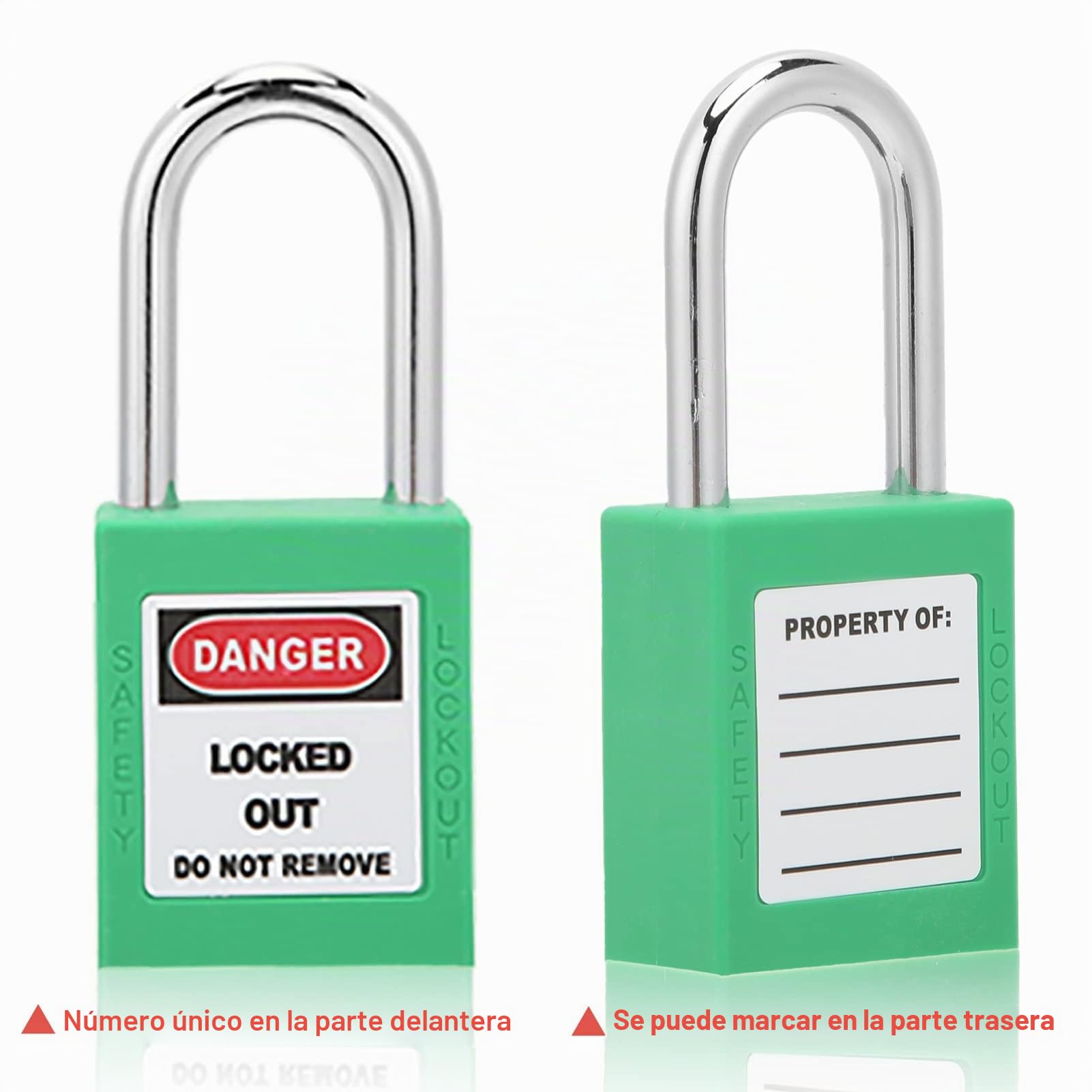 10 Pzas Candado de Seguridad, Bloqueo Y Etiquetado Conjunto de Bloqueo, Candado con Llave Candados Misma Llave 10 Pzas Candados con 20 Clave,38mm Steel Shackle (Verde)