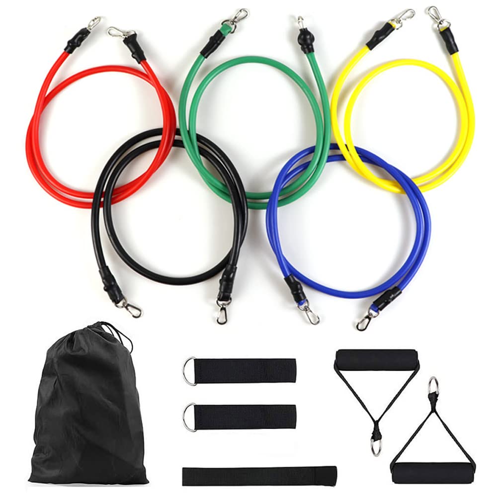 11Pezzi Set Latex Pull Rope Resistance Bands Indoor Portable Fitness Equipment Cinturino alla Caviglia Esercizio Allenamento Expander Fascia Elastica