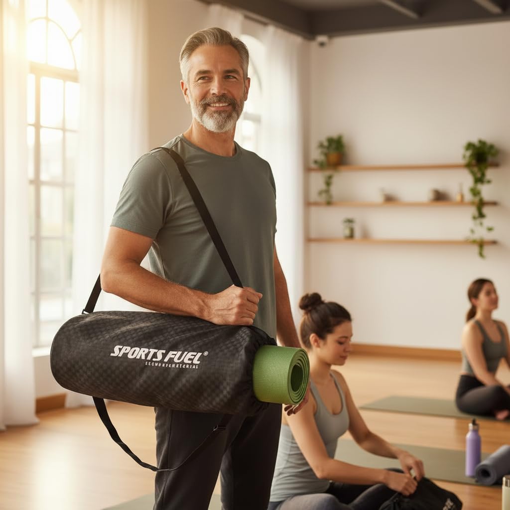 SportsFuel Yoga Mat Bag | Lightweight, Water-Resistant Carry Bag | Easy Access Drawstring Design | EcoWeave Material | Fits Standard Mats Up to 8mm | Durable & Convenient for Yoga Enthusiasts 2