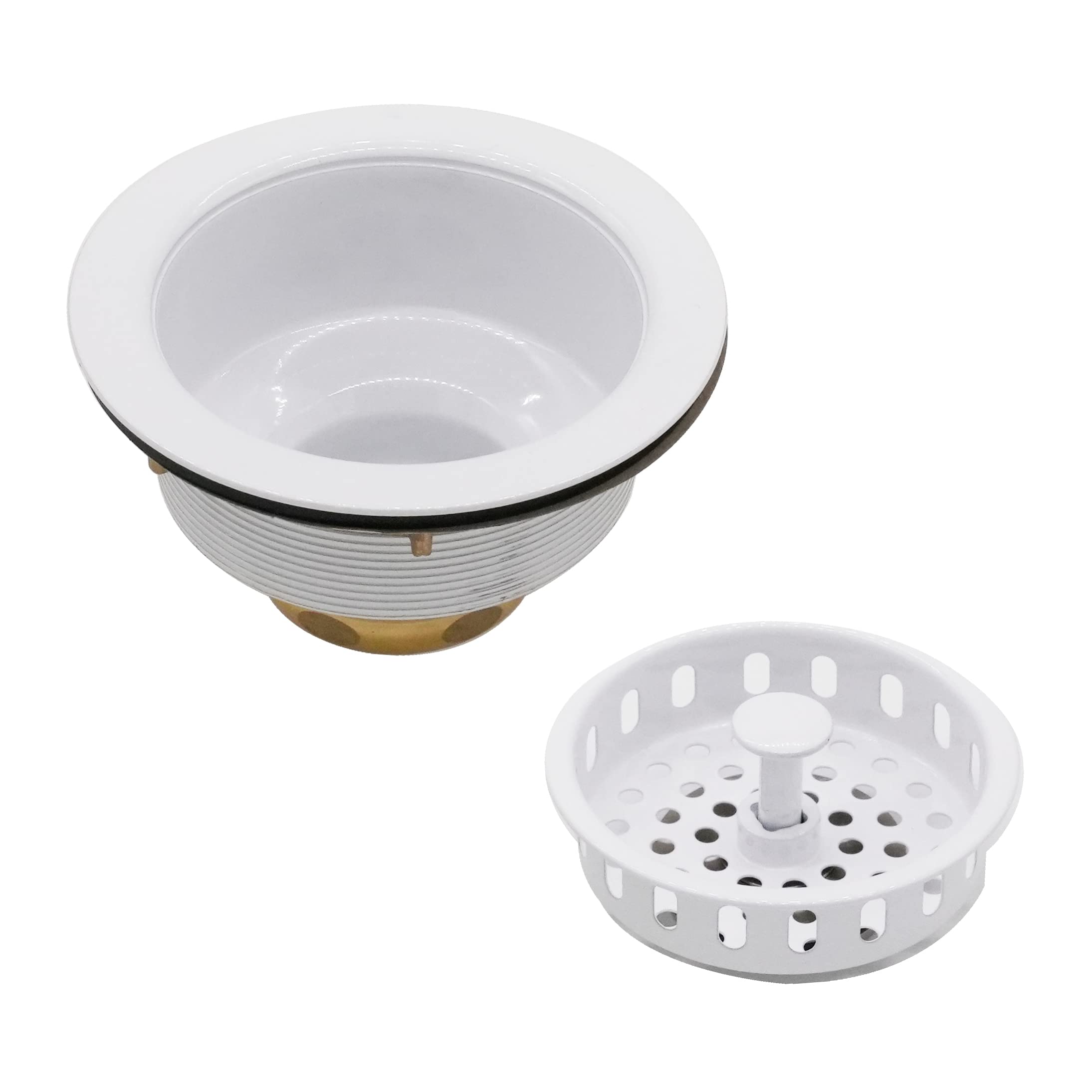 Westbrass CO2165S-50 Lot combiné de bride de vidange pour évier de cuisine avec passoire à panier, revêtement poudré blanc de 8,9 cm