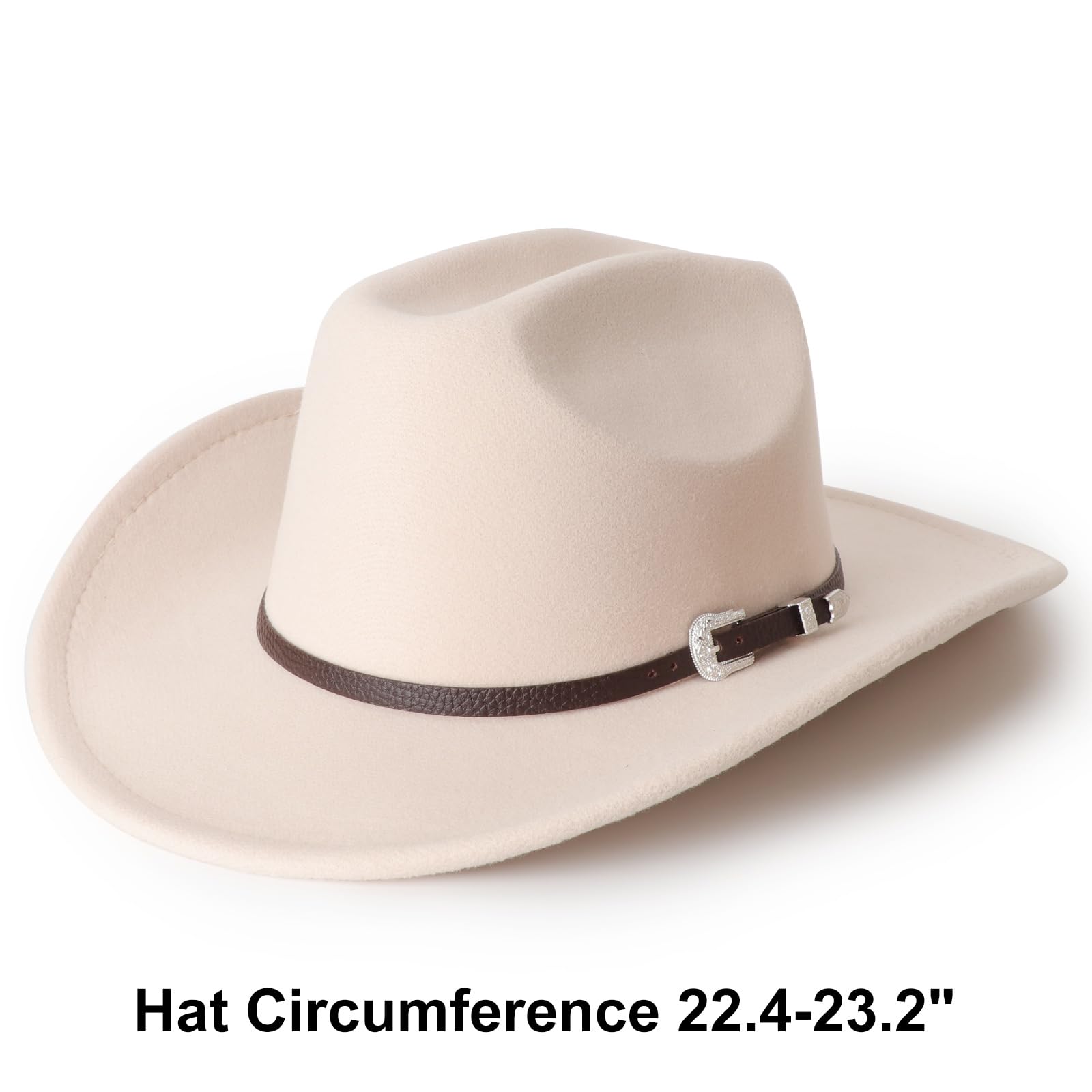 DRESHOW Classic Western Felt Cowboy Cowgirl Hat for Women Men Outdoor Wide Brim Belt Buckle Retro Panama Hat Unisex Rolled up Caps