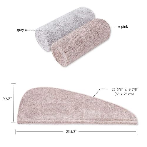 Miniatura 5 de Pack de 2 toallas para cabeza M-bestl, toalla para secar la cabeza con botones, toalla para el pelo de microfibra