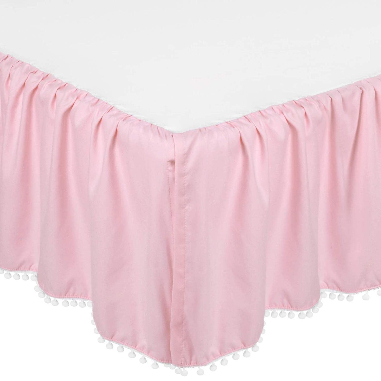 Gonne per Lettino - Gonne per Lettino per Bambini | Gonna arricciata per presepe con Pompon, gonne per Lettino per Bambini in Microfibra per Bambine 28 "X 52"