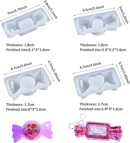 Miniatura 2 de Voyyphixa 4 moldes de resina con forma de lazo, moldes de silicona huecos de arena movediza para arcos de silicona para dijes, colgantes, joyería,