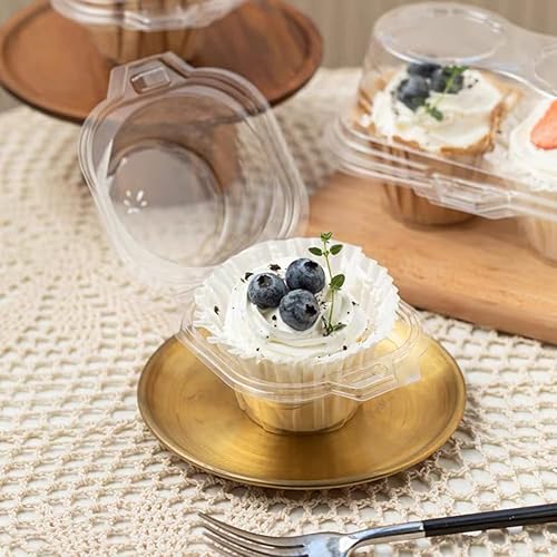 Miniatura 7 de LOKIQNG - Paquete de 100 bolsas de celofán con lazos giratorios para recuerdos de fiesta y 50 cajas de cupcakes de plástico individuales