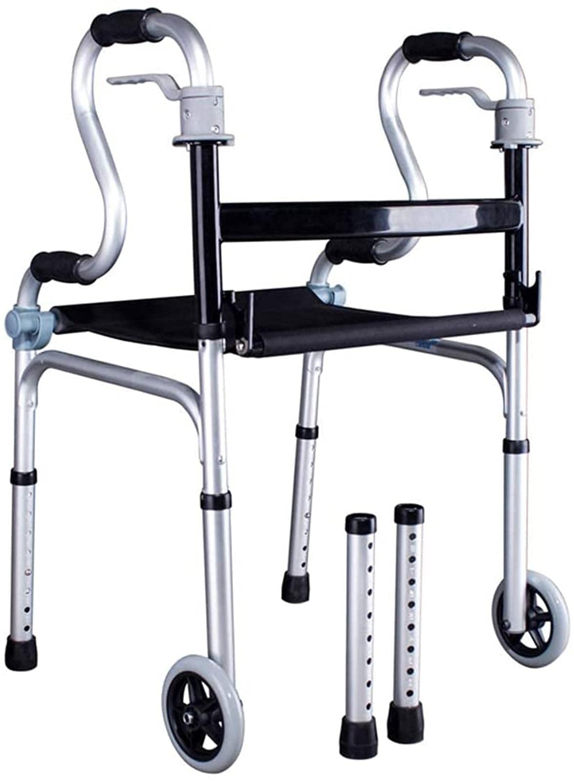 Rollator Walker Walker Regulowany spacer, jeden składany z kółkami, z podłokietnikami, odpowiedni dla osób o ograniczonej sprawności ruchowej