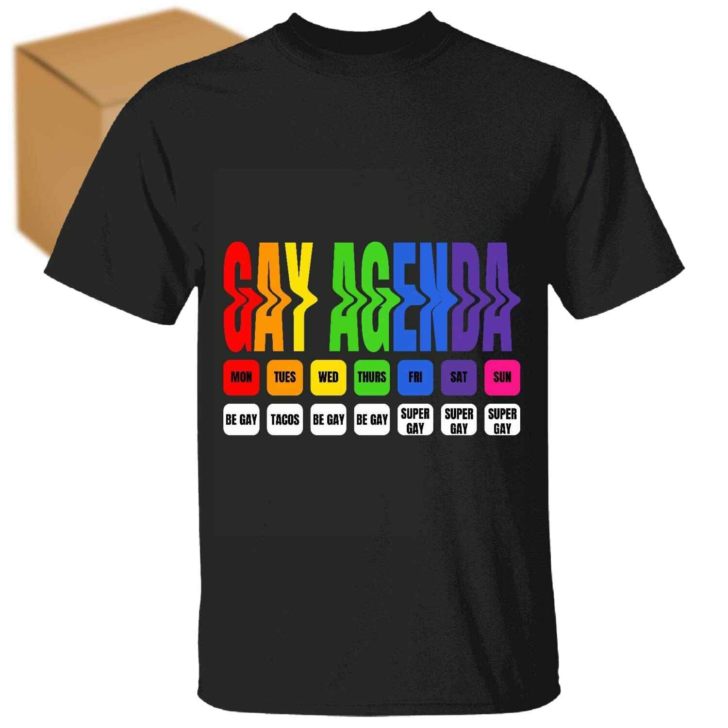 Gay Agenda Love Lgbt Pride Mongay Tuesgay Everygay Rainbow Calendar Men Women Boyfriend Gift Idea Black T Shirt