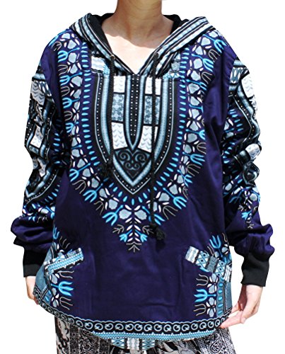 RaanPahMuang Winter Fleece Lined Hoody Long Sleeve Jumper Jacket Africa Dashiki