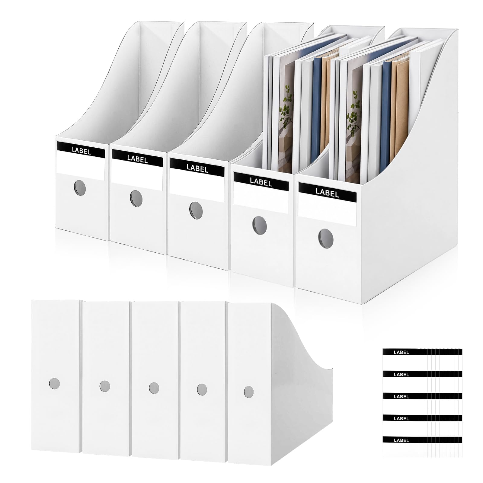10Pcs Magazine File Holder, Cardboard Magazine Holder with Labels 26x9x27CM