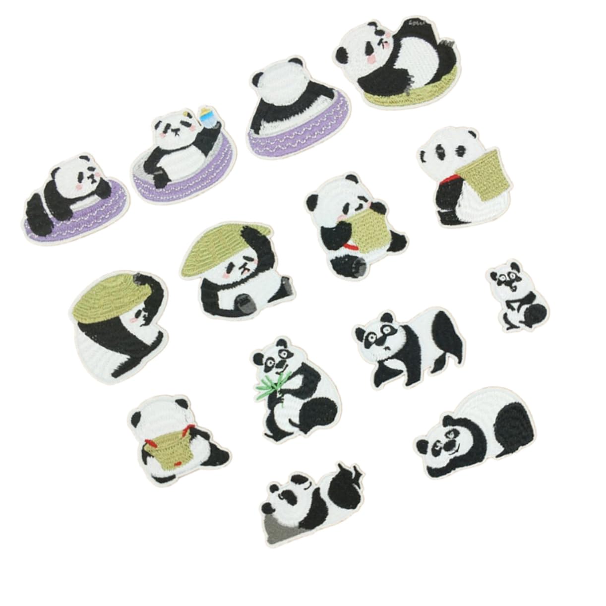 Housoutil 3 Set Toppe Termoadesive Panda Per Abbigliamento Set Da Ricamato Adesivi Per Jeans Borse E Decorazioni Per Fai Da Te Sicure E Resistenti 14 Pezzi * 3