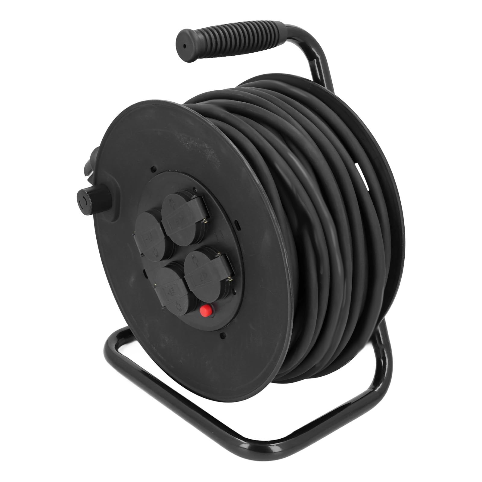 Hyuduo Avvolgicavo Prolunga per Esterni Bobina 35m H05RR F 3G2.5mm² 4 Prese IP44 Acciaio Inossidabile PP Neoprene Rame per Officina da Giardino Uso in Cantiere
