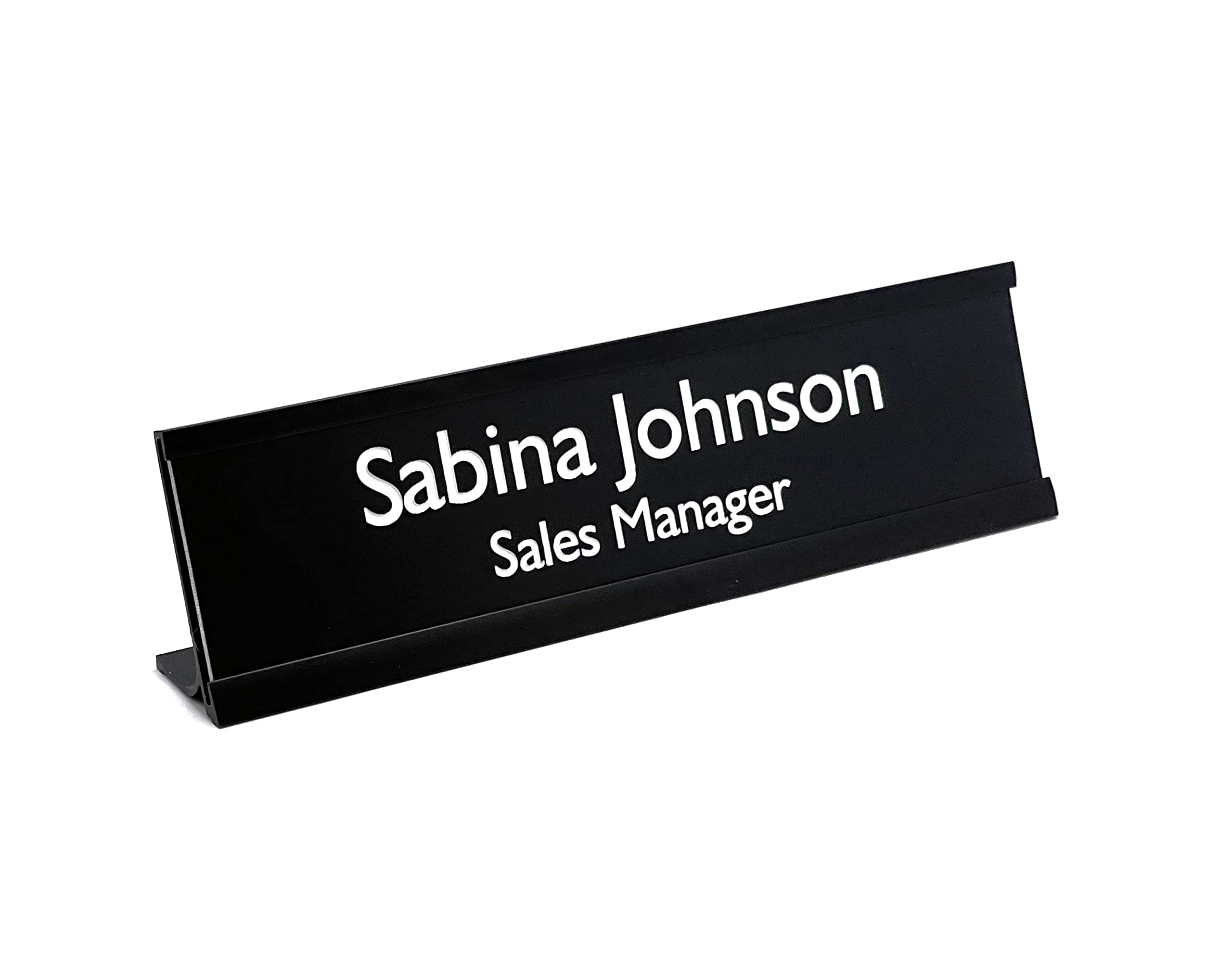 Buy Personalised Desk Sign Black Name Plate Holder Custom Plaque Work