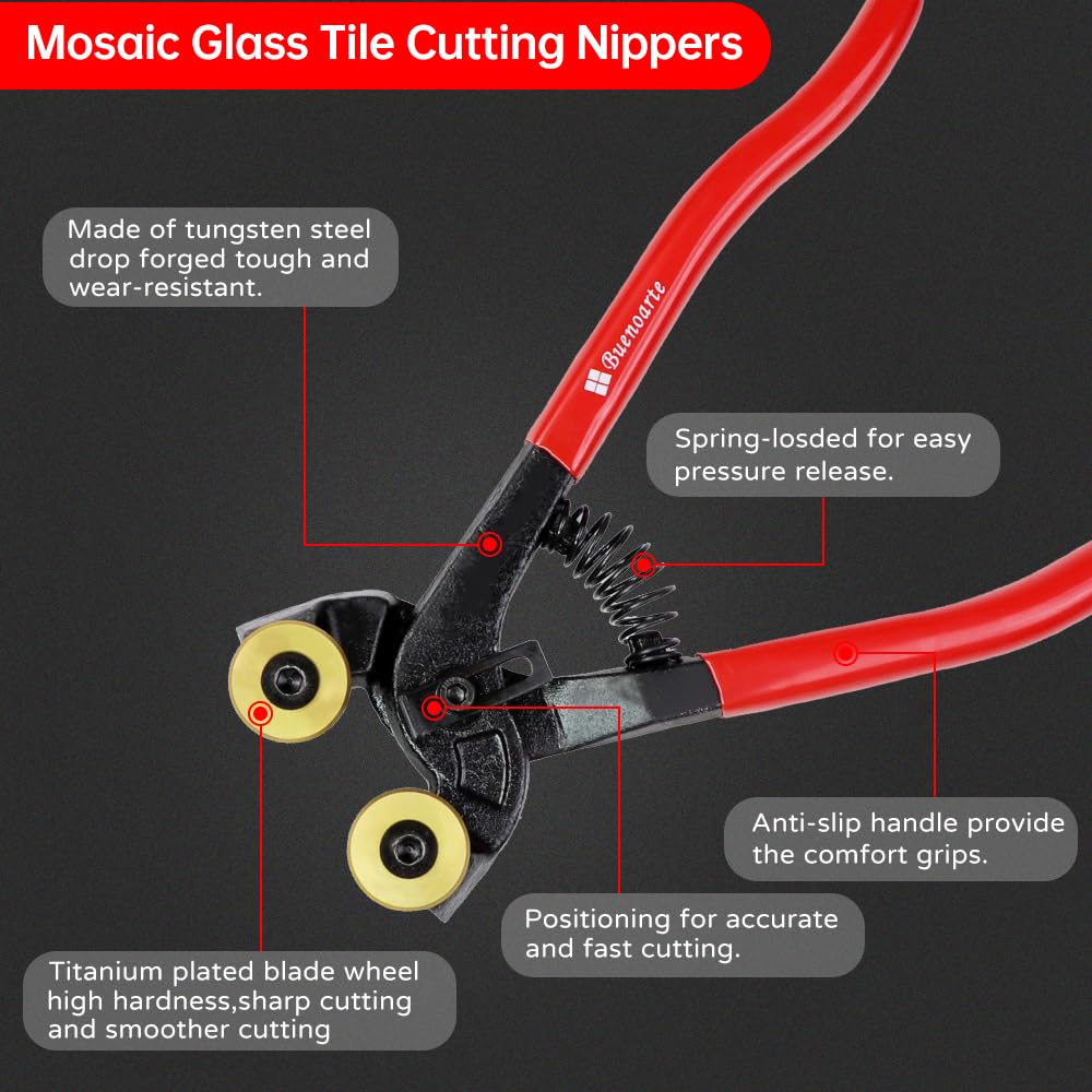 Professional 21Pcs Stained Glass Tool Kit,Heavy Duty Glass Running Breaking Pliers and Class Cutters Tools Kit - Image 3