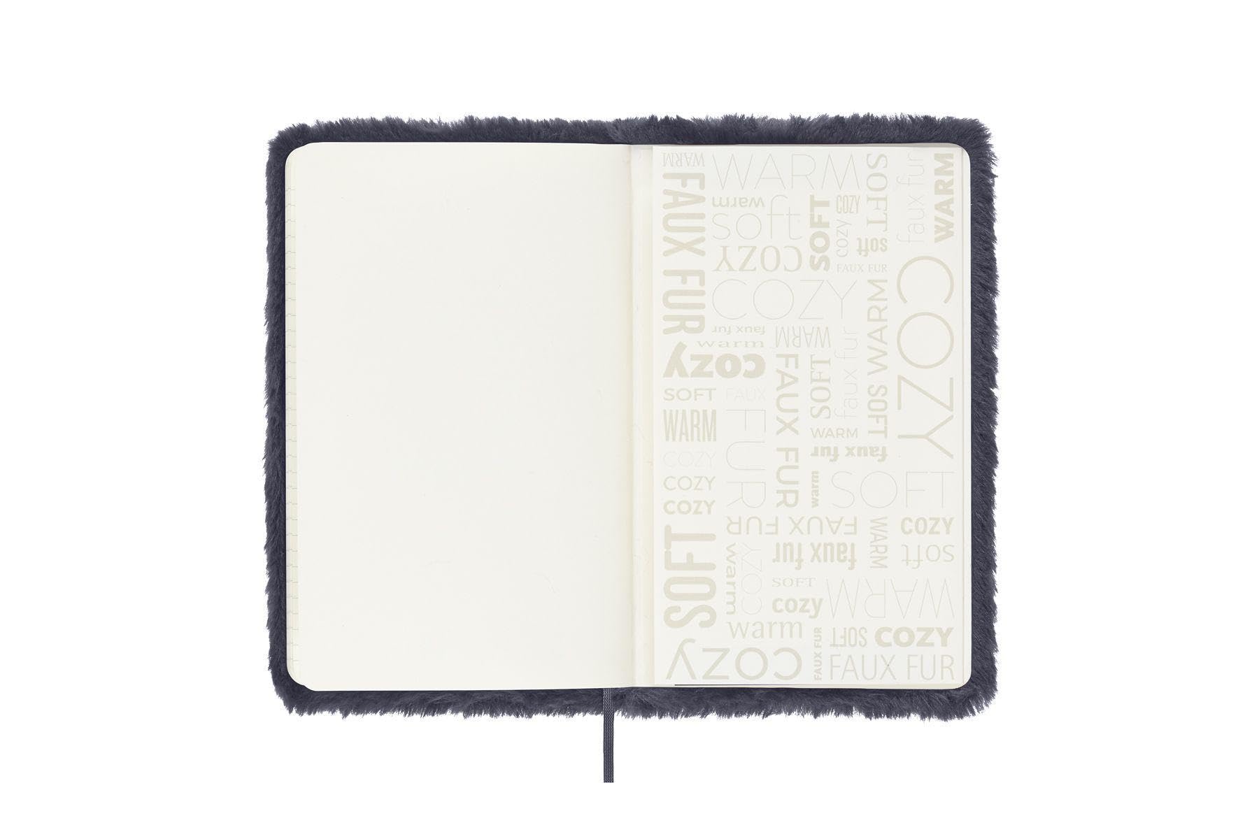 Moleskine - Notizbuch mit Kunstfell, Hardcover und Elastikverschluss, Großformat, Farbe Dunkelblau