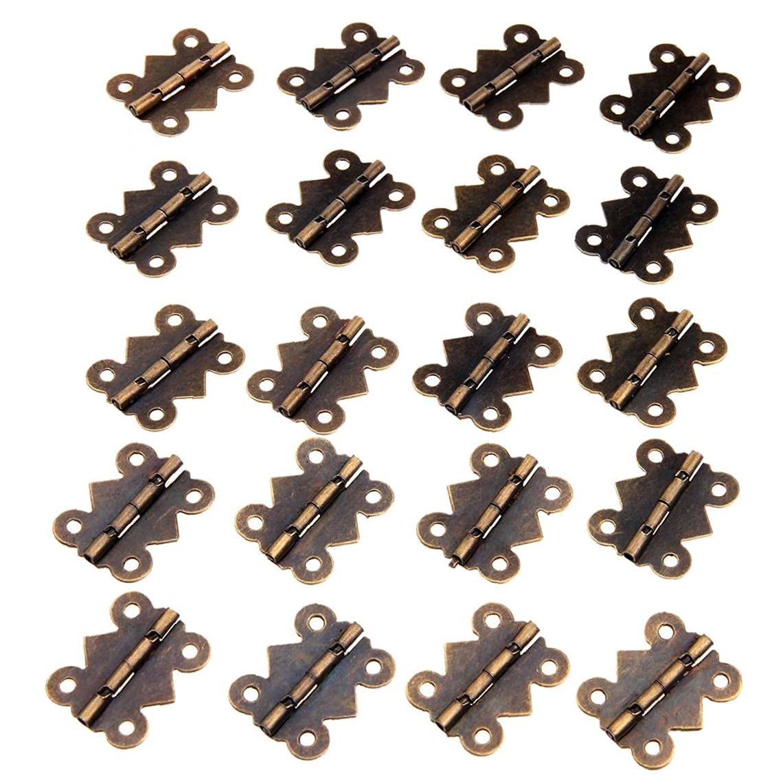 Tossper Bronze 20Pcs Antique Kitchen Cabinet Hinge Furniture Accessories Vintage Jewelry Wooden Box Hinges Fittings