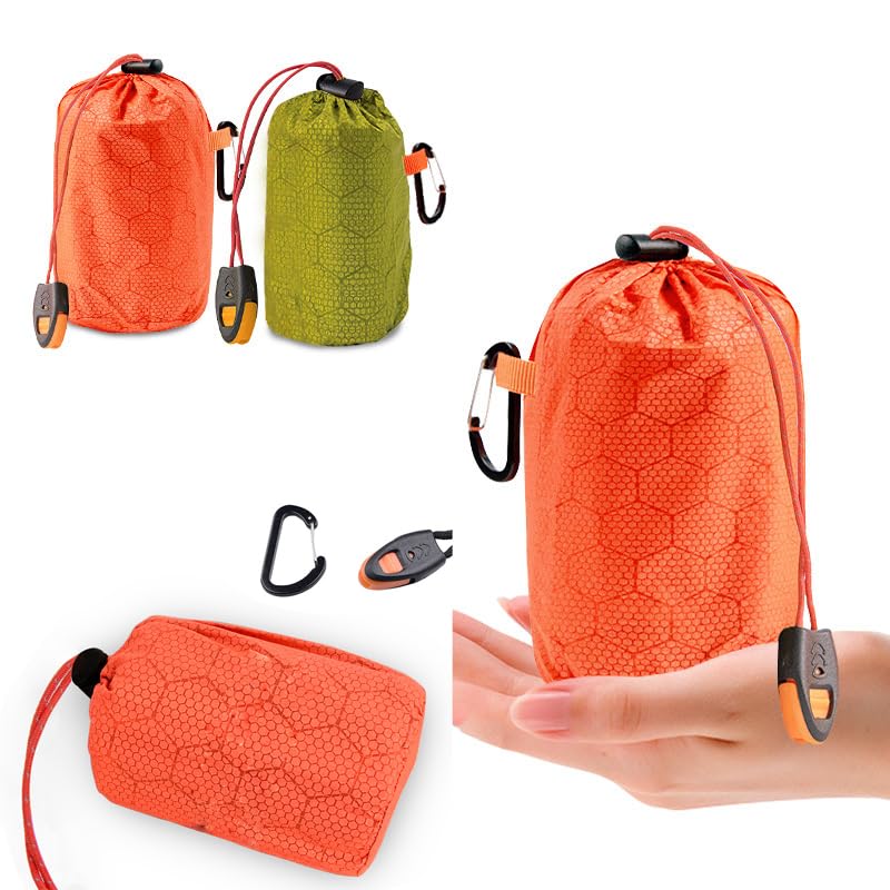 Bolsa de Almacenamiento para Bolsas de Dormir de Emergencia con Cordón, Clip Mosquetón y Organizador para Bolsas Bivvy Térmicas de Mylar para Supervivencia y Camping miniatura 5