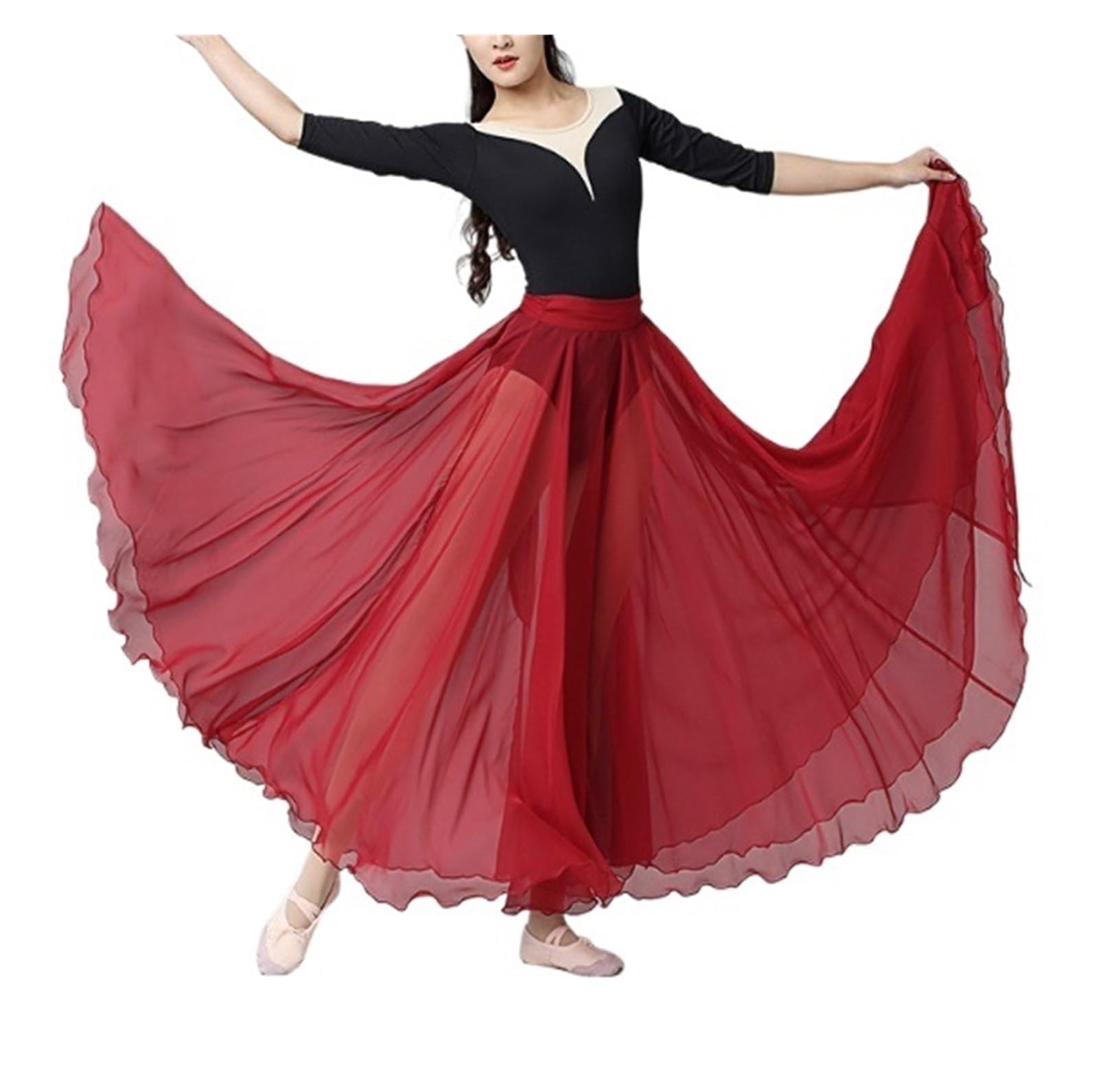 Falda Danza del Vientre, Falda de Gasa for práctica de Ballet romántica for niñas Adultas